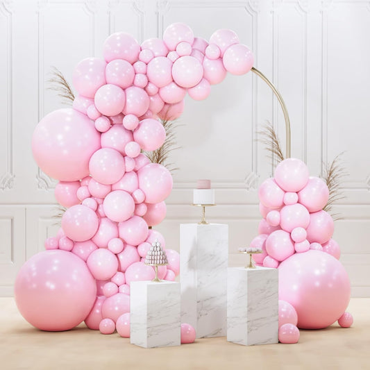 PartyWoo Light Pink Balloons 128 pcs Different Sizes of 18 12 10 5 Inch Pastel Baby Pale Pink Balloon Arch Kit Garland for Baby Shower Valentine's Day Princess Birthday Party Decorations Pink-Q05