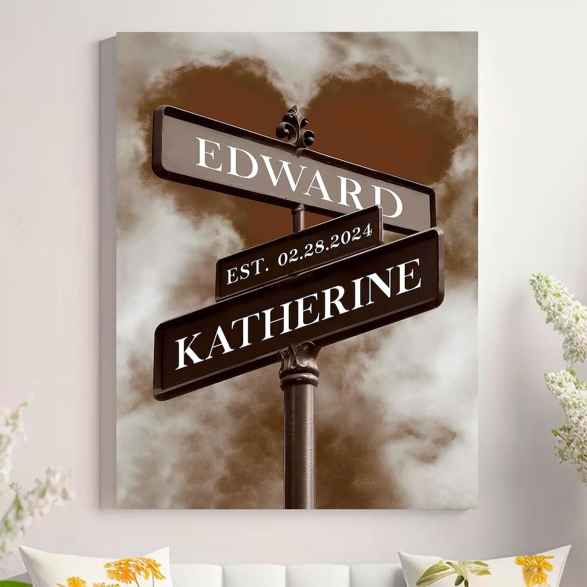 Personalized Crossroad Couples Street Sign Vintage Customize Name And Date Valentine's Day Christmas Birthday Wedding Anniversary Engagement Gifts For Him Her Boyfriend Girlfriend Wife Husband #21