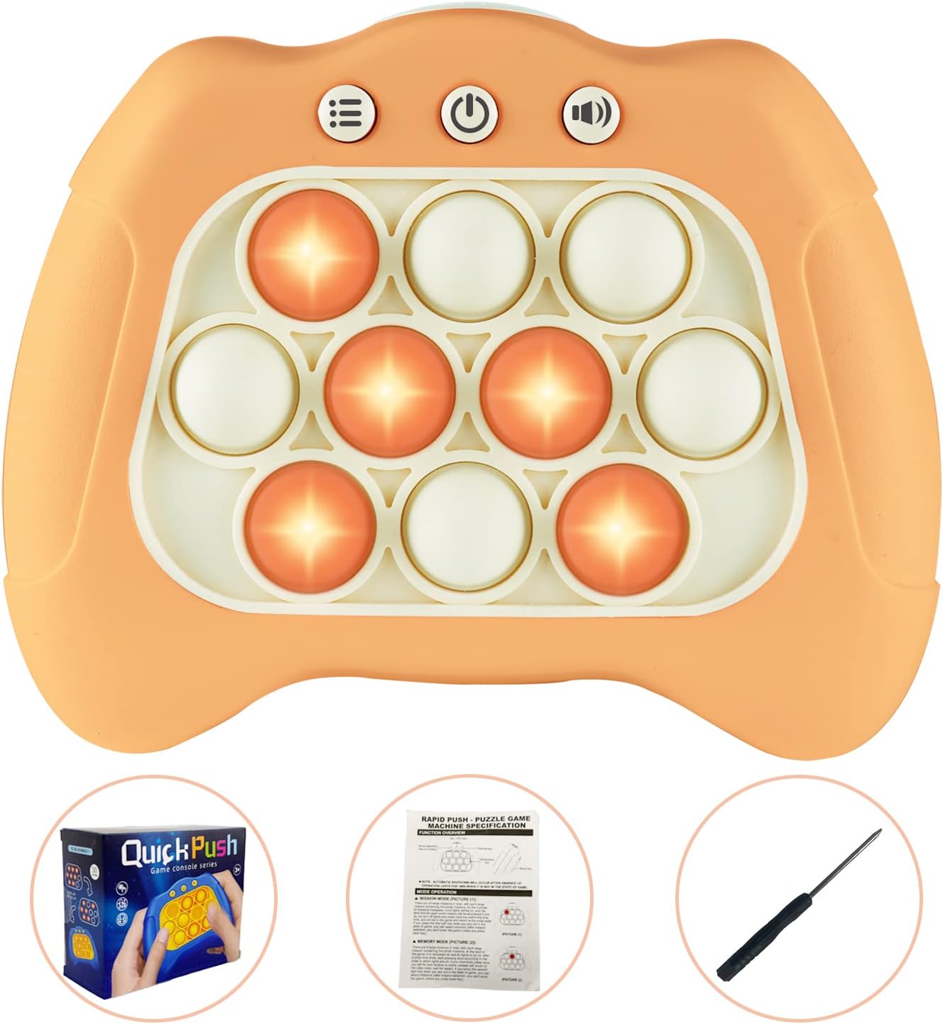 Pop The Target! Handheld Speed Push Game Machine: A Fun Multiplayer Game for Family. Sensory Fidget Toy Christmas Toys Gifts for 6 7 8 9 10 11 12 Years Old Kids Road Trip Car Games Orange