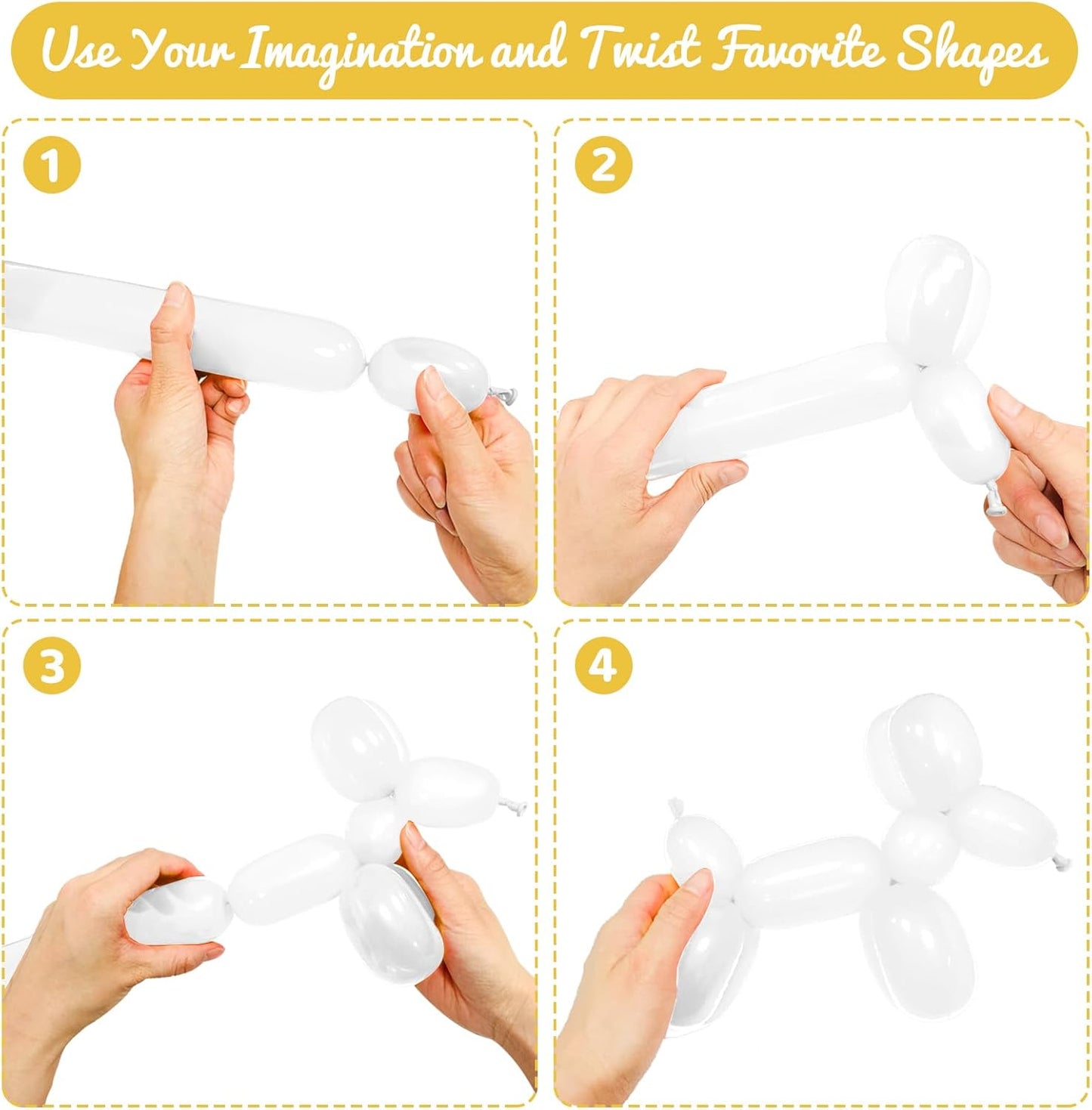 100Pcs White 260 Balloons, Skinny Long Balloon for Tying Balloon Arch Twisting Ballon Animal Balloons Birthday Party Wedding Festival Decorations.