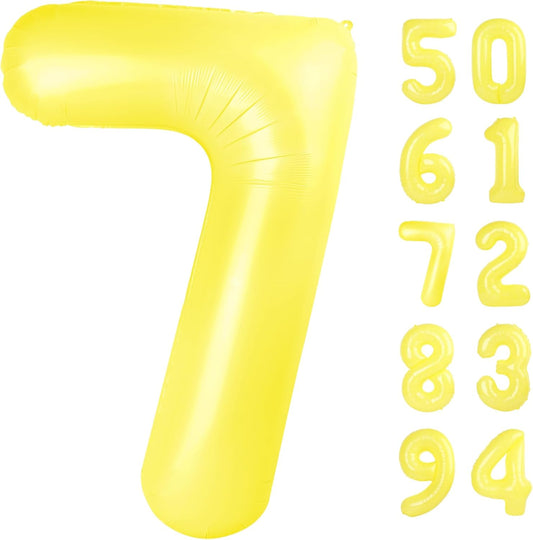 Yellow 7 Balloon, Number Balloons 40 Inch, 7th Birthday Decorations for Girls Kids, Party Decoration for Women, Number 7 Balloon