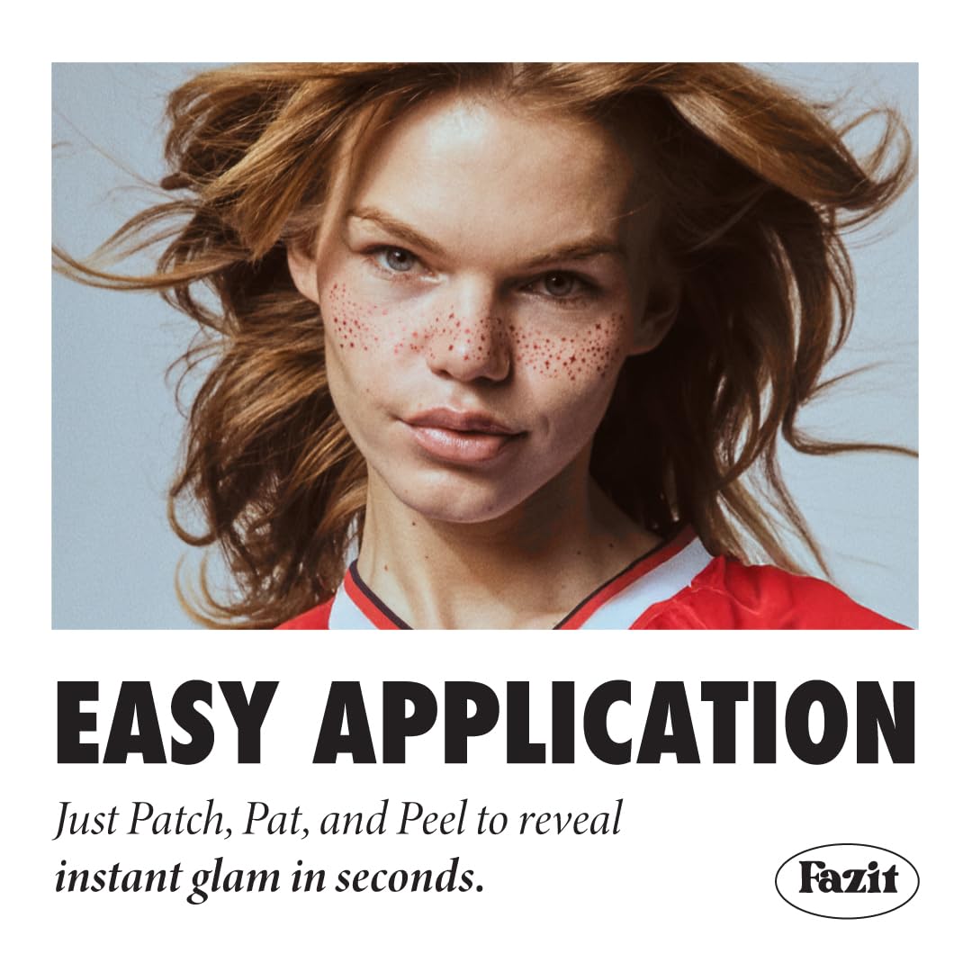 Fazit Makeup Patches - Red Speckles - Glow Up Make-Up Patches - Cute Glitter Makeup Accessories for Women - Cosmetic Glitter for Face