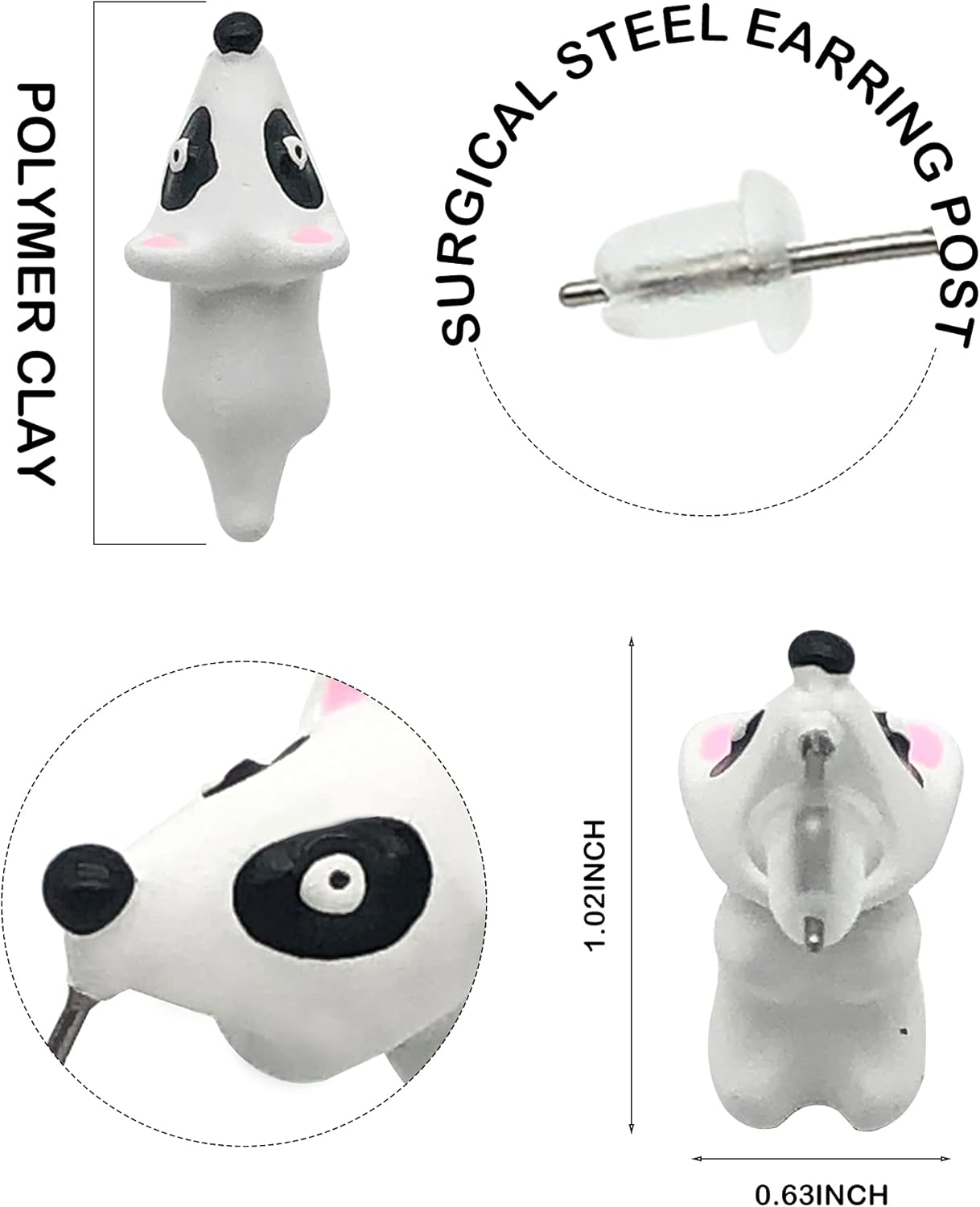 Ulobey Cute Animal Bite Ear Studs Earring - Fashion 3D Polymer Clay for Girls Women - Simple Cartoon Soft Pottery Ear Studs Decors - Creatives Gifts Accessories - Hippo