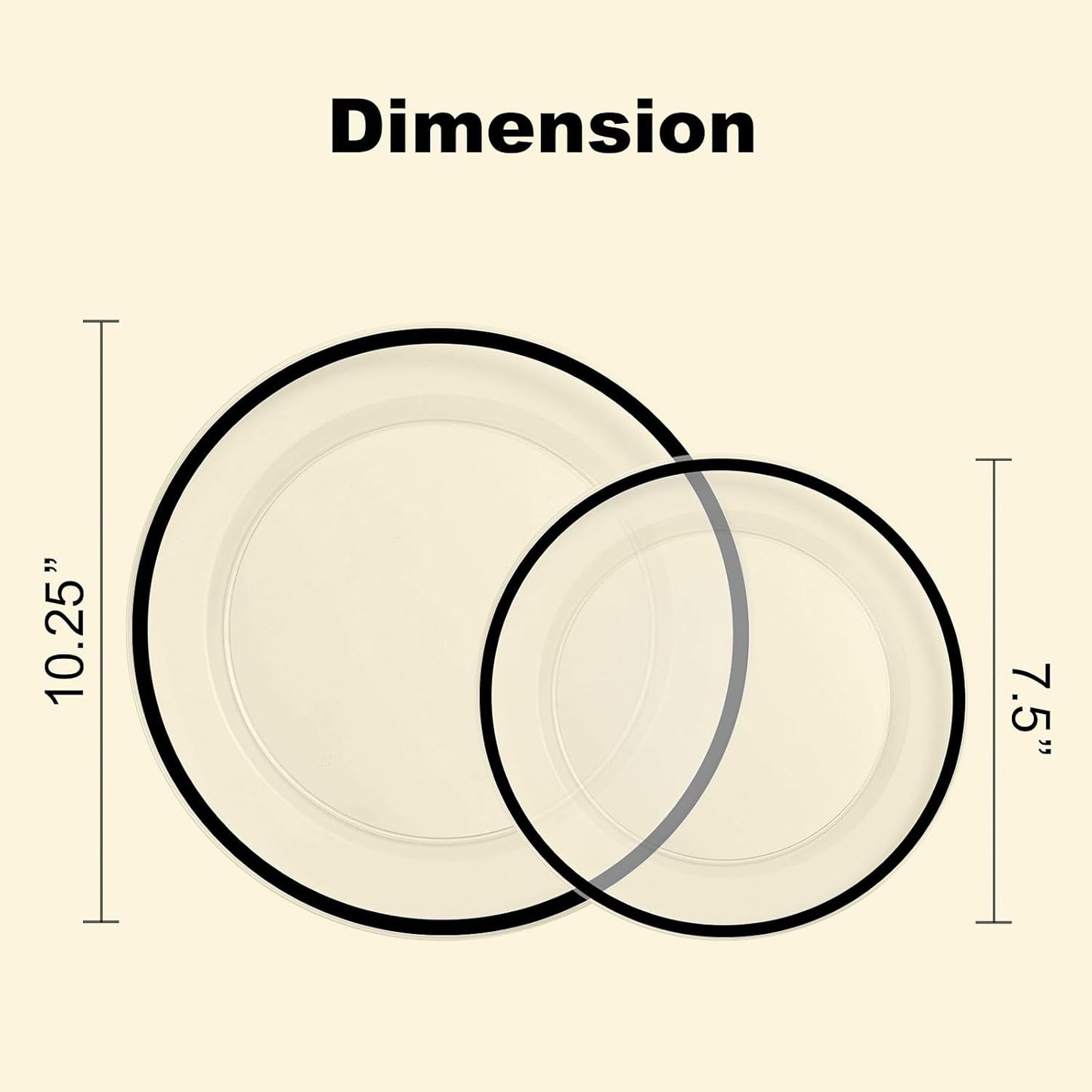 200PCS Black and Clear Plastic Plate, Black Disposable Plate Set with 100 Dinner Halloween Plates and 100 Dessert Plates for Party