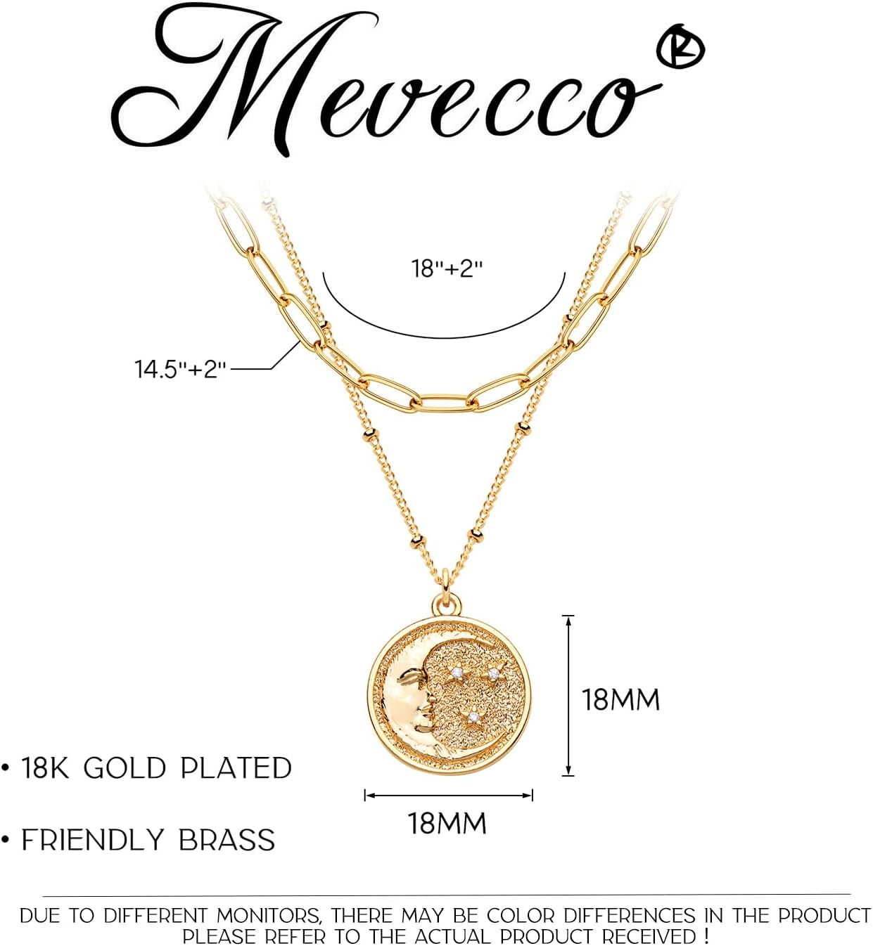 MEVECCO Layered Heart Necklace Pendant Handmade 18k Gold Plated Dainty Gold Choker Arrow Bar Layering Long Necklace for Women