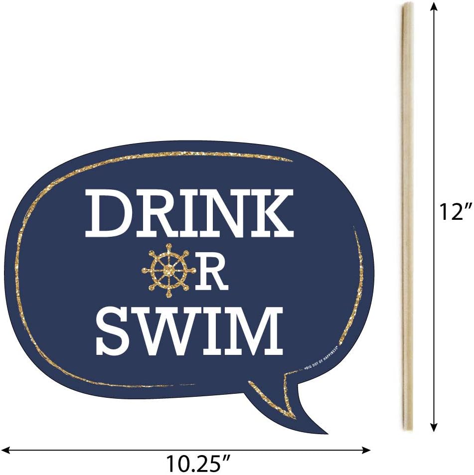 Big Dot of Happiness Funny Last Sail Before The Veil - Nautical Bridal Shower and Bachelorette Party Photo Booth Props Kit - 10 Piece