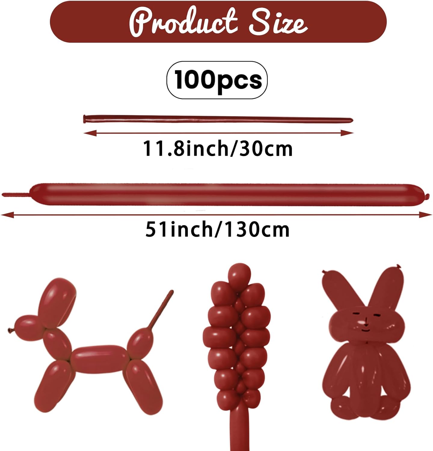 100Pcs Coffee 260 Balloons, Brown Long Balloon for Tying Balloon Arch, Long Skinny Balloons for Twisting Ballons Animal balloons Birthday Party Wedding Festival Decorations