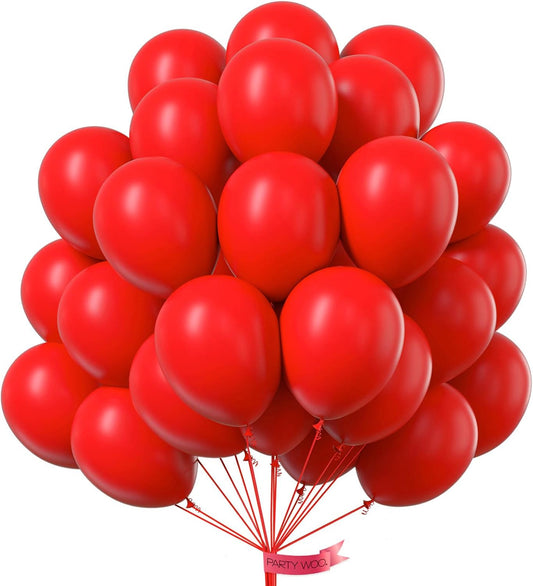 PartyWoo Red Balloons, 50 pcs 12 Inch Matte Red Balloons, Red Latex Balloons for Balloon Garland or Balloon Arch as Birthday Party Decorations, Wedding Decorations, Baby Shower Decorations, Red-Y57