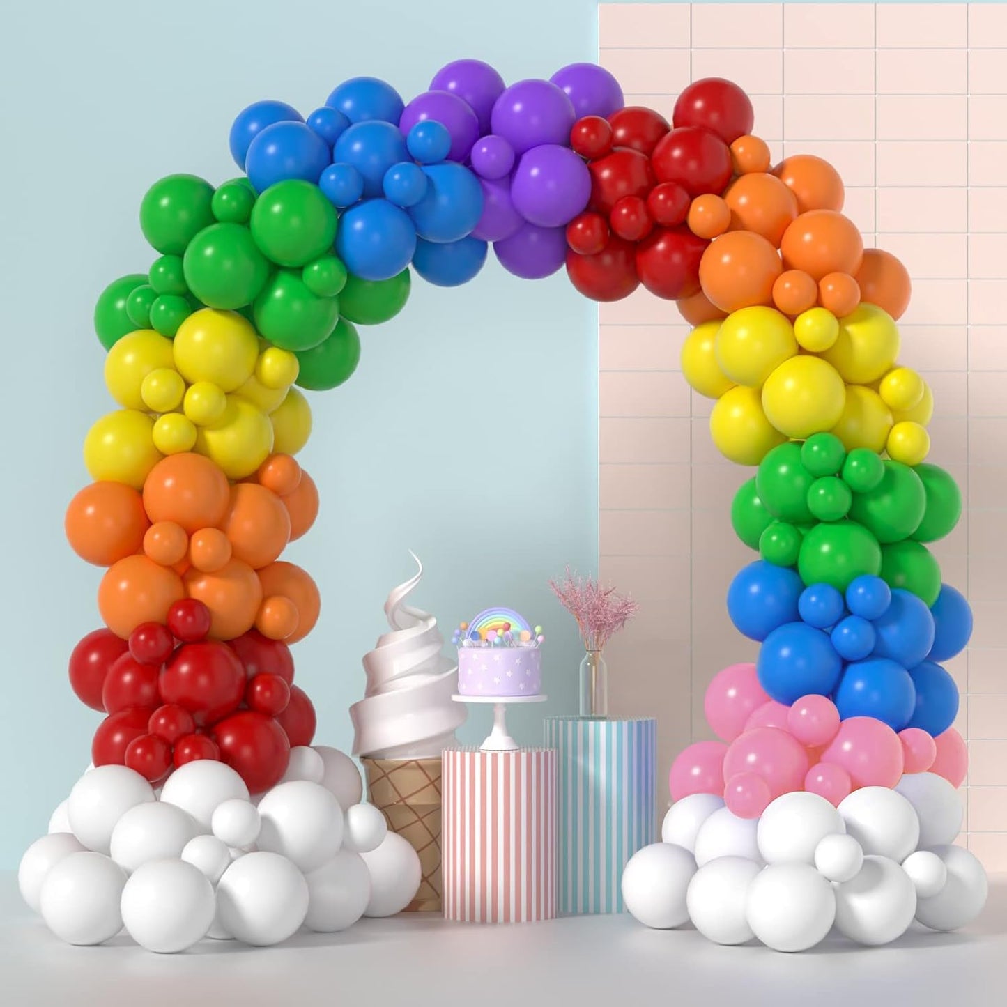 CANREVEL 129pcs Rainbow Balloon Arch Kit 18 12 10 5 Inch, Colorful Balloons Assorted Colors for Baby Shower Encanto Birthday Wedding Anniversary Bridal Shower Party Decoration
