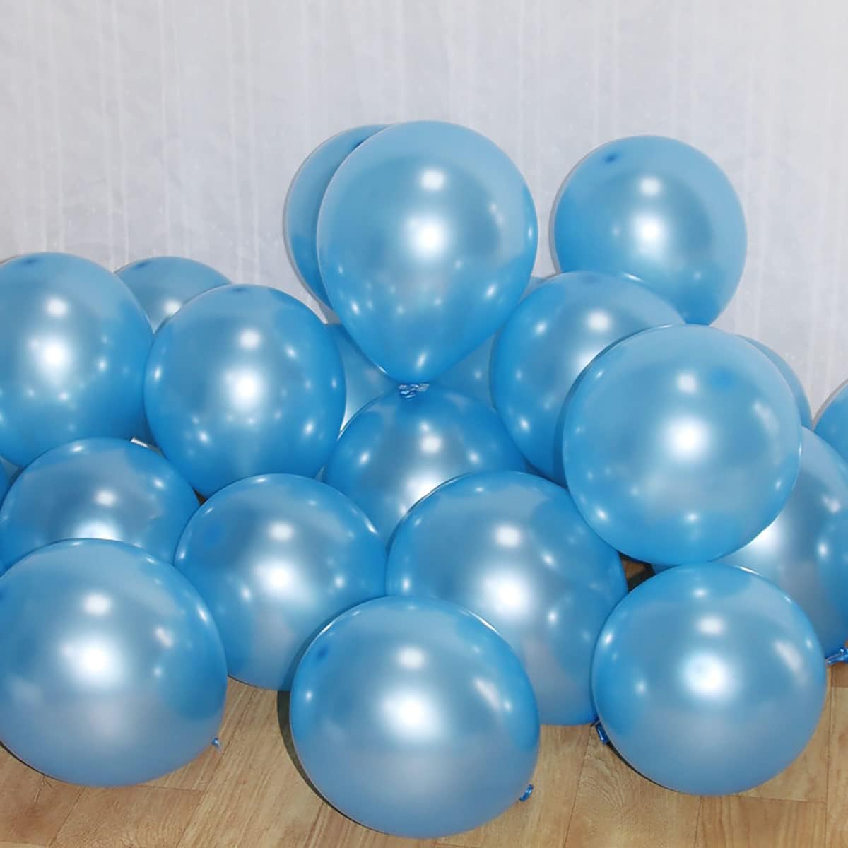 KALOR 12 Inch Pearl Blue Balloons, 50 Pcs Shiny Latex Helium Balloons for Kid's Birthday Party, Baby Shower, Wedding, Graduate Party Decorations