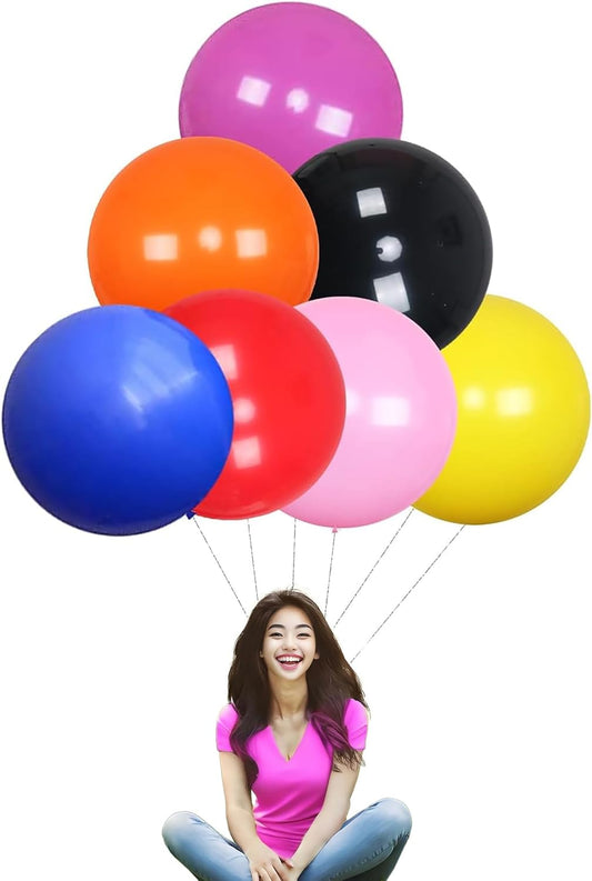 24 Inch Latex Round Balloons 10 Pack Assorted Color Thick Big Balloons for Photo Shoot Wedding Baby Shower Birthday Party Decorations by IN-JOOYAA（Normal Color）