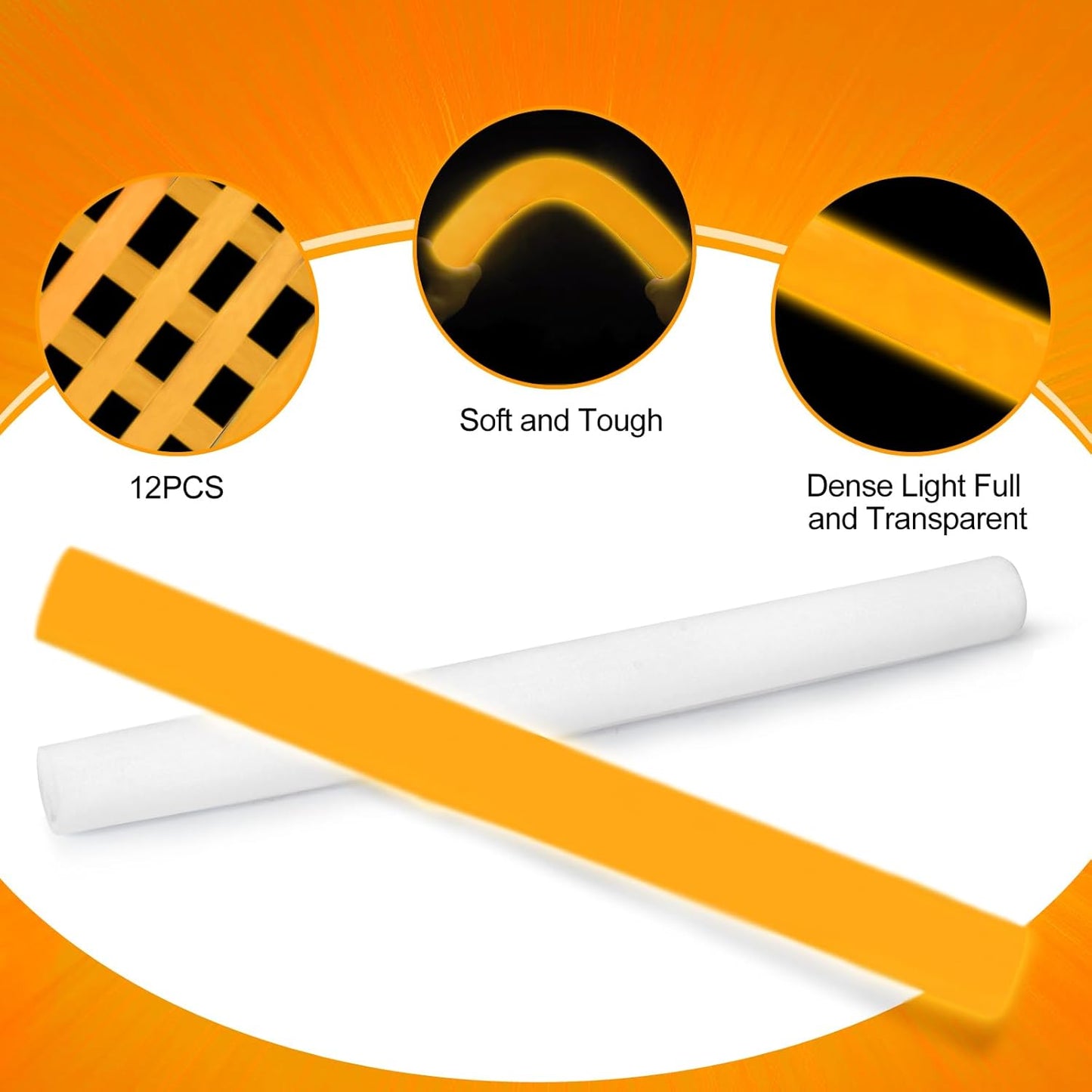 Glow Foam Wand, 36 Pcs Orange Giant LED Light Up Sticks Flashing Glowing Baton Wands Party Supplies for Wedding, Raves,Concert,Birthday,Christmas, Halloween,Sporting Events