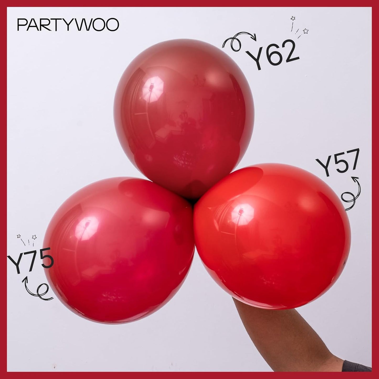 PartyWoo Red Balloons, 50 pcs 12 Inch Matte Red Balloons, Red Latex Balloons for Balloon Garland or Balloon Arch as Birthday Party Decorations, Wedding Decorations, Baby Shower Decorations, Red-Y57
