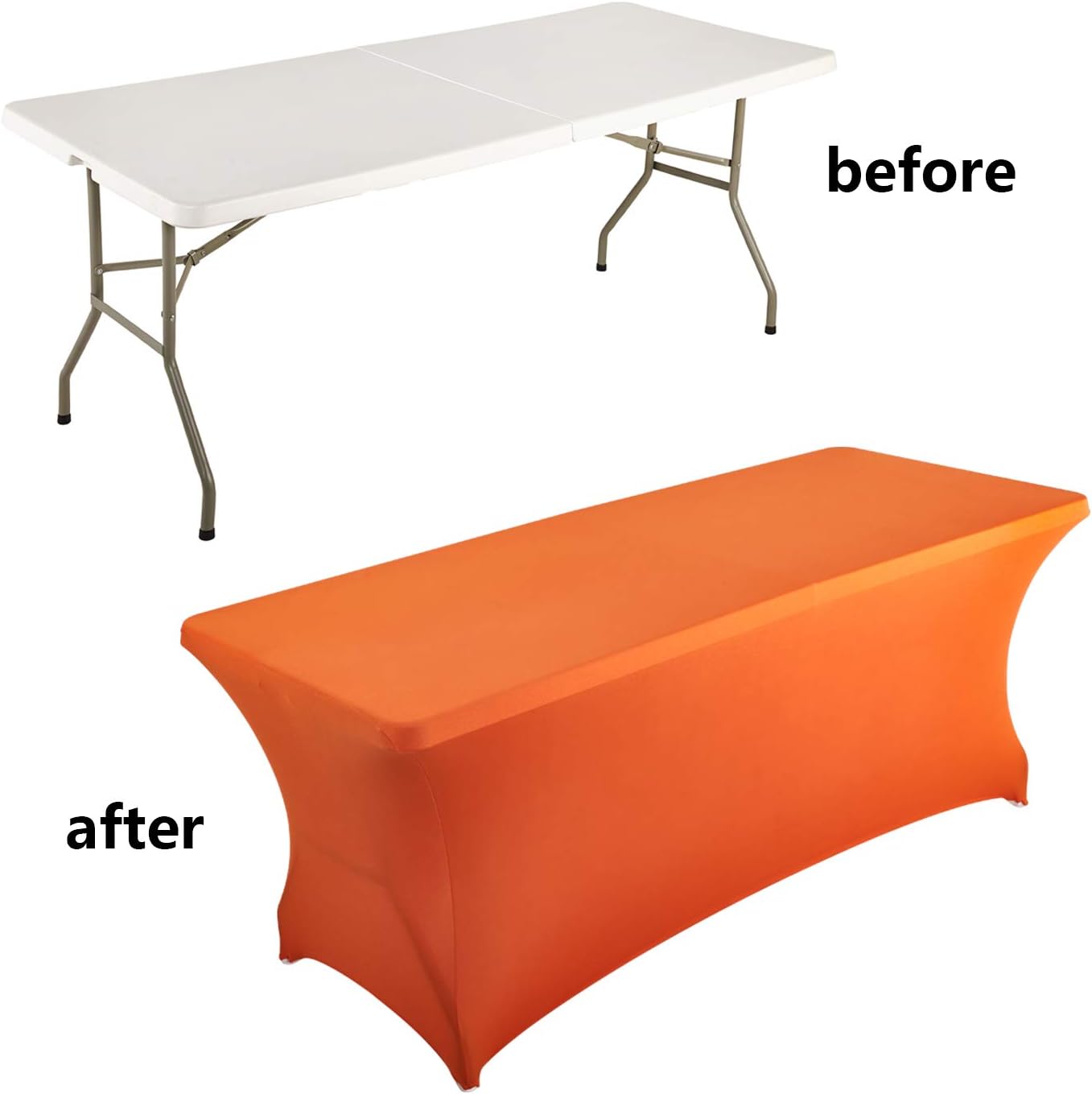 LZY Spandex Fitted Stretch Table Cover for 6 ft or 4ft or 8ft Folding Table, Rectangular Cocktail Tablecloth, Perfect for Party or Banquet