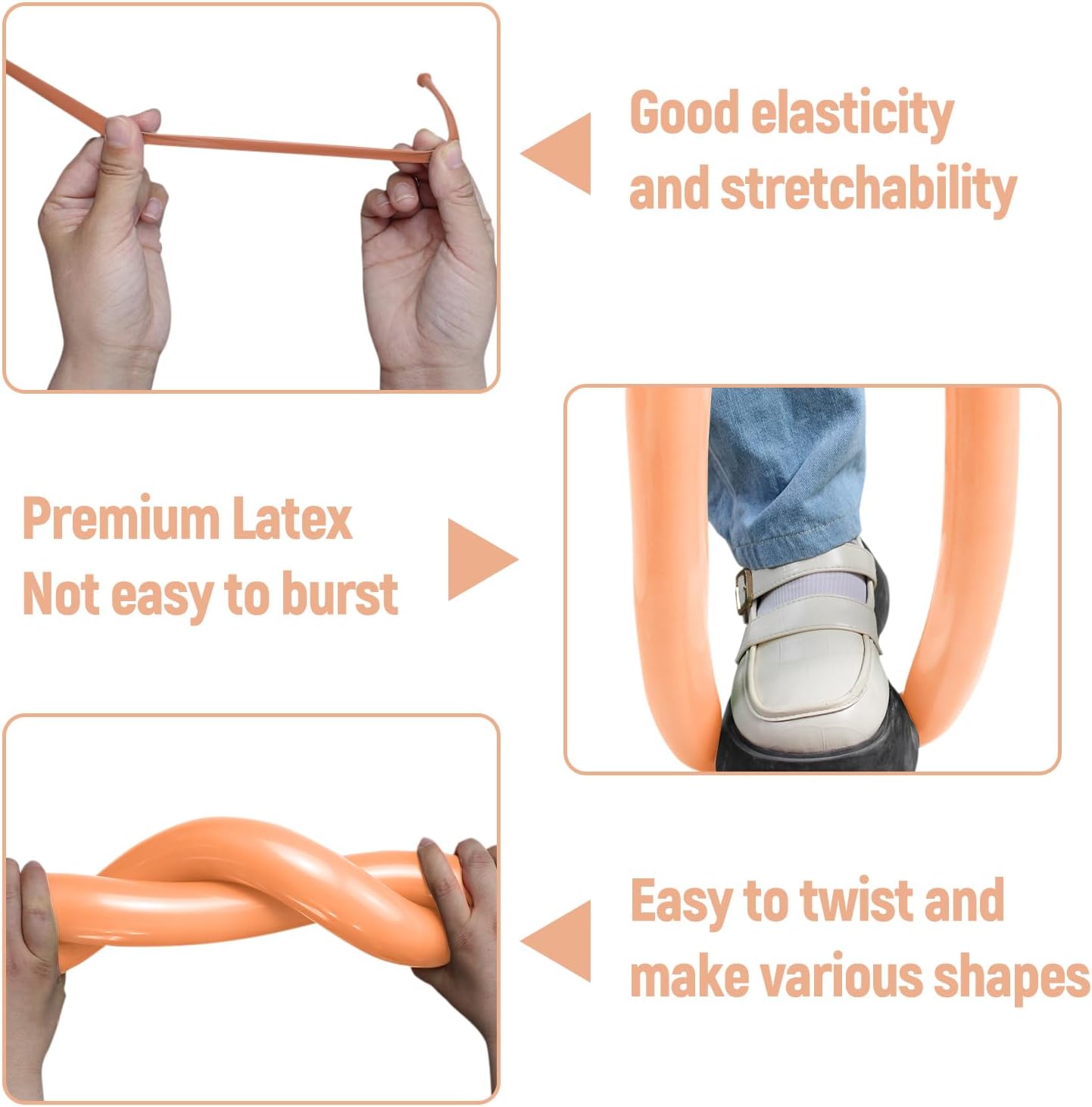 100Pcs Nude 260 Balloons - Long Beige Thickening Latex Tan 260q for Animal Model, Halloween, Weddings, Birthdays, Clowns