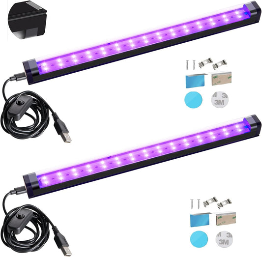 Black Light Bar 10W 1ft LED Blacklight for Fluorescent Tapestry Poster Body Paint Glow Party UV Strip Lights for Cabinet and Display Magnetic THLITURE 2 Pack