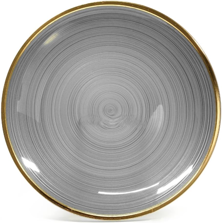 " OCCASIONS " 100 Plates Pack,(50 Guests) Premium Wedding Party Disposable Plastic Plates Set -50 x 10'' Dinner + 50 x 7'' Salad/Dessert (Belize in Black & Gold)