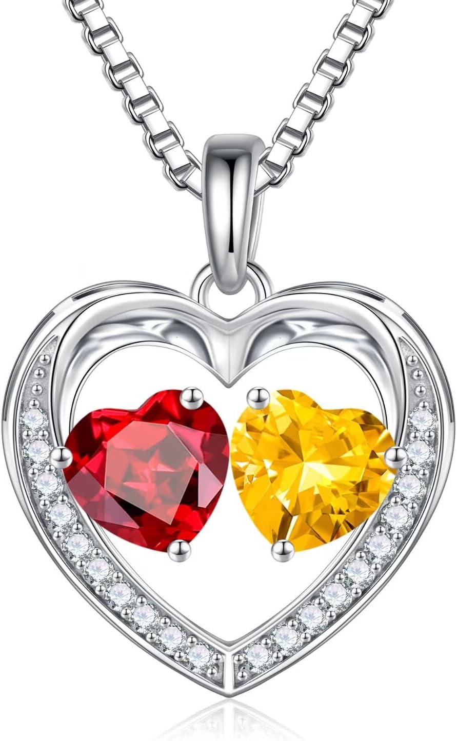 Iefil Christmas Gifts for Wife - 925 Sterling Silver Birthstone Necklace, Anniversary Birthday Gifts for Women, Stocking Stuffers for Women Wife Mom Daughter