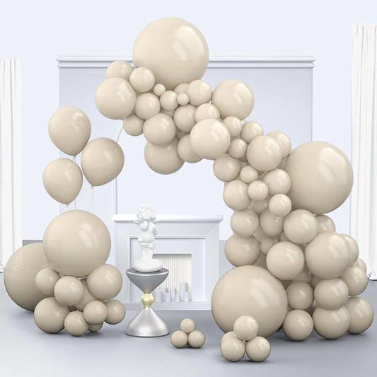 White Sand Balloons, 150 pcs Different Sizes Pack of 18 Inch 12 Inch 10 Inch 5 Inch Boho Sand White Balloons for Balloon Garland Balloon Arch as Birthday Party Wedding Decorations