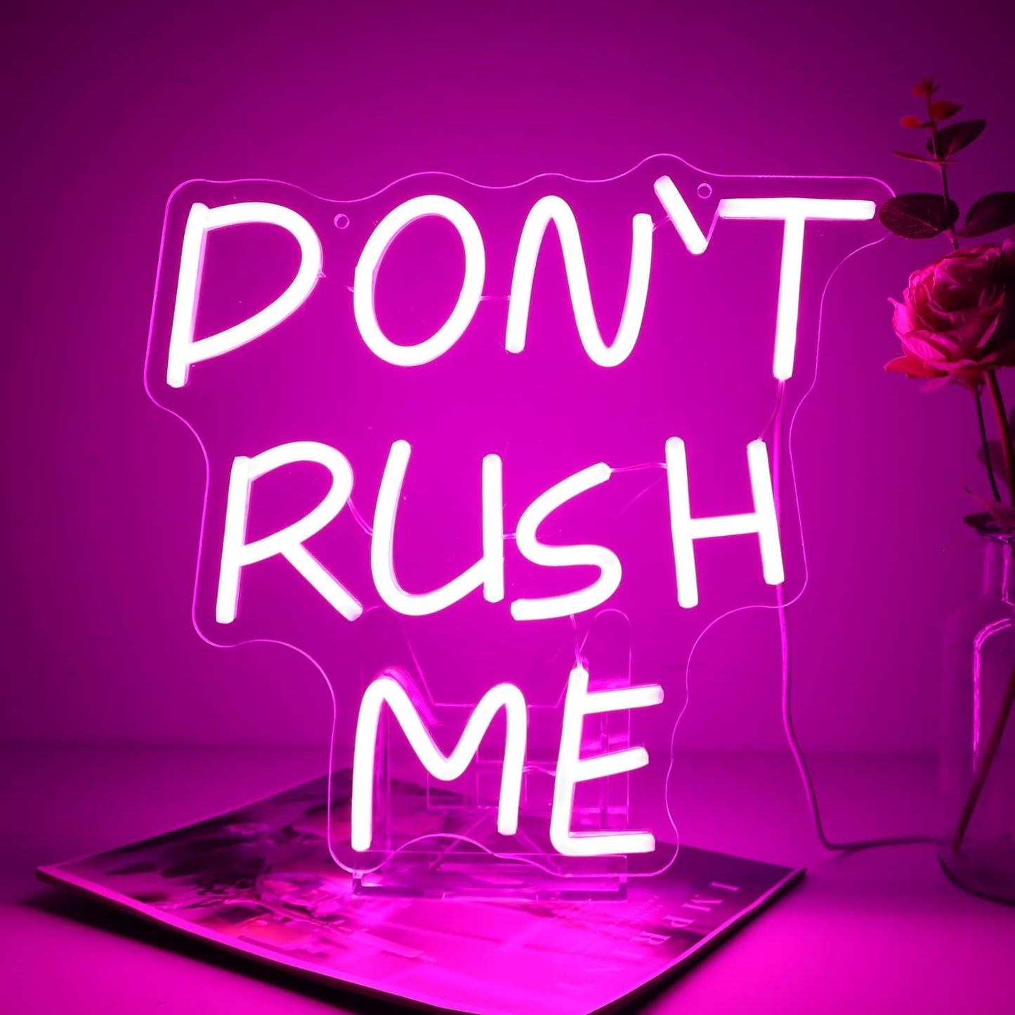 DON'T RUSH ME LED Neon Sign for Bedroom Wall Decor,Pink Aesthetic Room Decor for Teen Girls, Cool Girl Room, Dopamine Decor Gift
