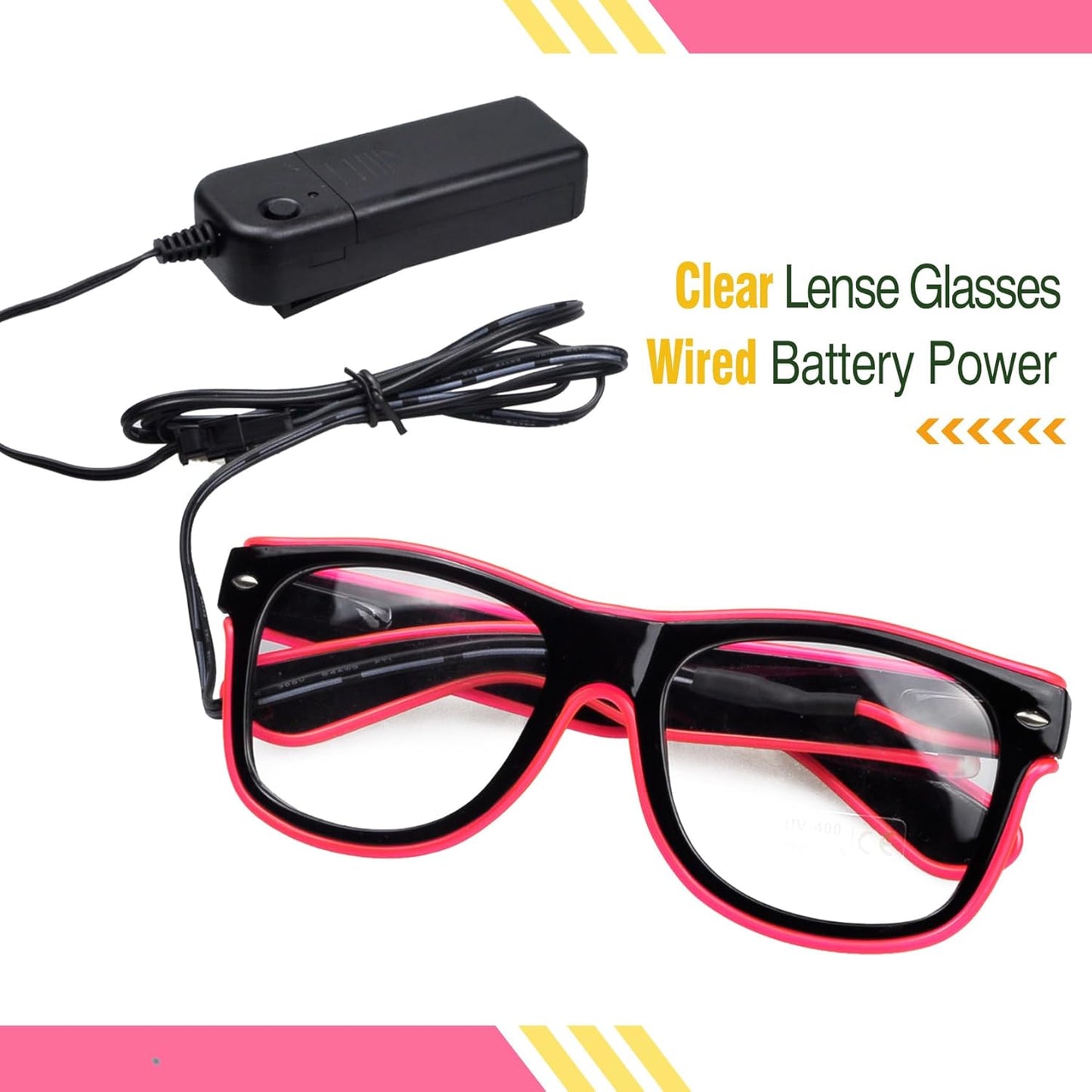 Aquat Light up EL Wire Neon Rave Glasses Glow LED Sunglasses Costumes For Party, EDM, Halloween, Wired with Battery Power