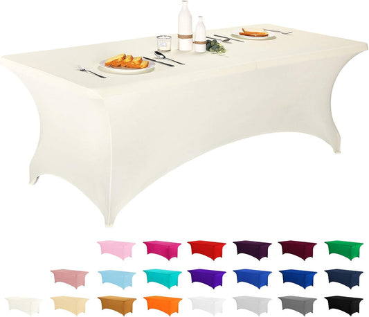 LZY Spandex Fitted Stretch Table Cover for 6 ft or 4ft or 8ft Folding Table, Rectangular Cocktail Tablecloth, Perfect for Party or Banquet