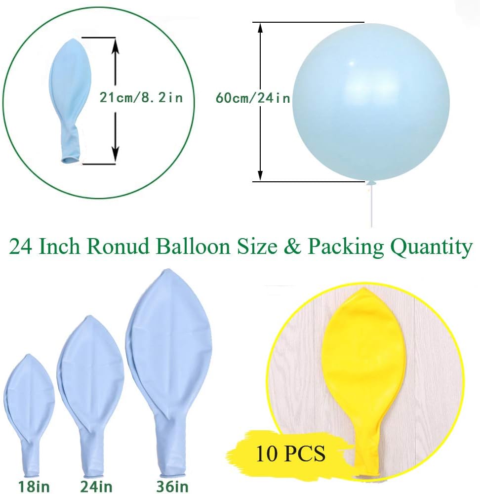 IN-JOOYAA 10Pcs 24 Inch Balloons Yellow Giant Round Balloons Large Balloon For Wedding Baby Shower Birthday Party Decorations