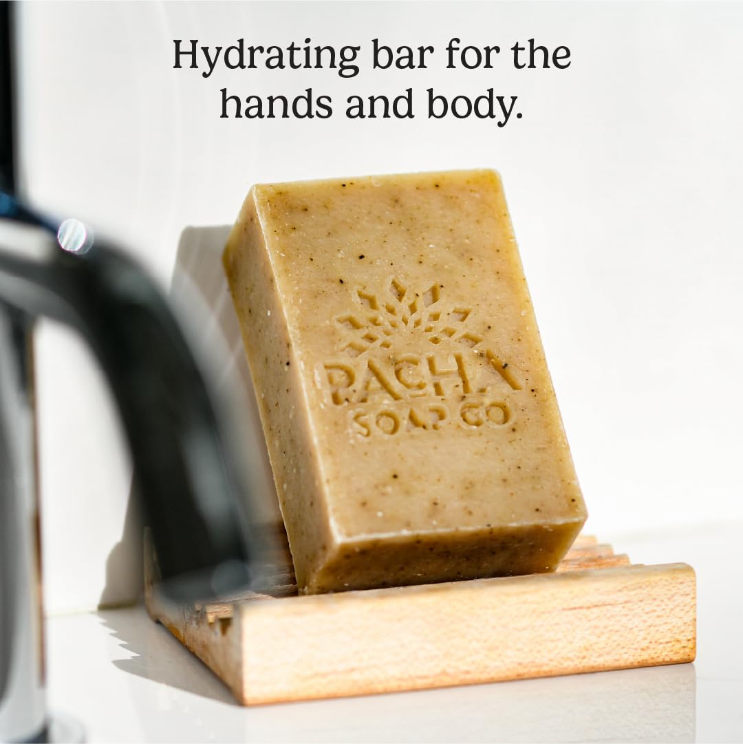 Pacha Soap Co. Dirty Hippie Bar Soap - Patchouli, Nutmeg, & Clove Scented Exfoliating Oat Body and Face Cleanser Bar Soap, Hydrating & Moisturizing Total Body Wash, Handcrafted Made in the USA, 3-Pack
