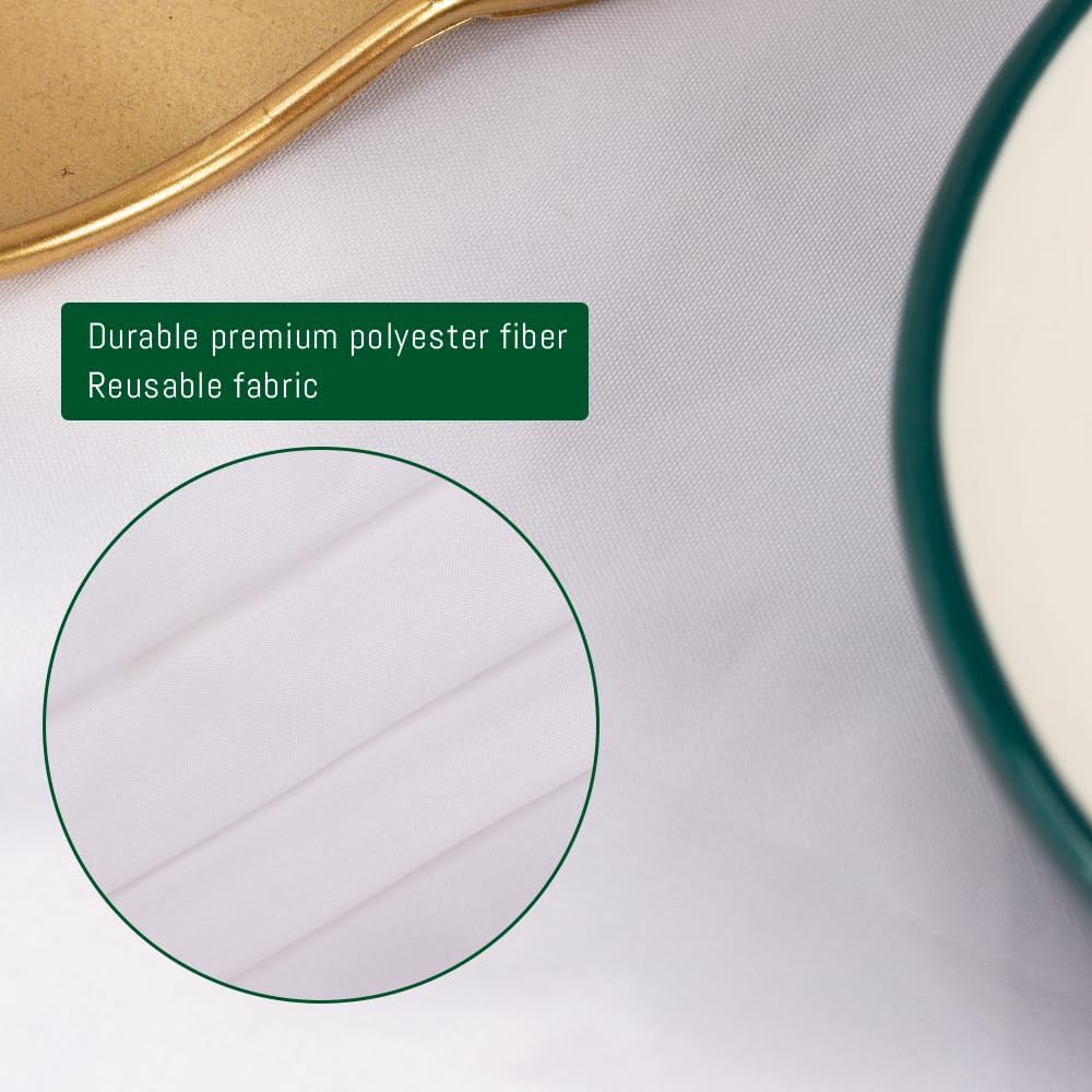 2 Pack Round Tablecloth White 120 Inch, Stain Resistant and Wrinkle Polyester Fabric, Washable Table Cover for Kitchen Dining, Wedding, Buffet Table, Holiday Party