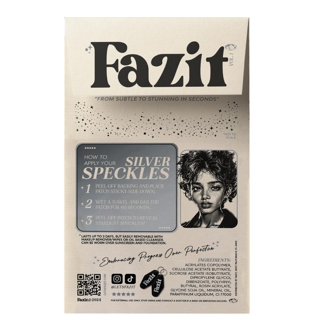 Fazit Makeup Patches - Silver Speckles - Glow Up Make-Up Patches - Cute Glitter Makeup Accessories for Women - Cosmetic Glitter for Face
