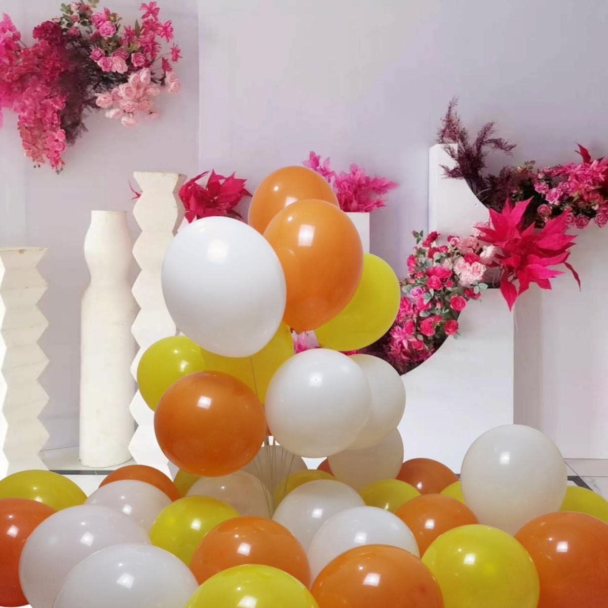300 Pack Yellow Orange White Balloons 100 of each of the 3 colors 12 inch Yellow Orange White Latex Party Balloon Bulk for Various Party Events Decorations