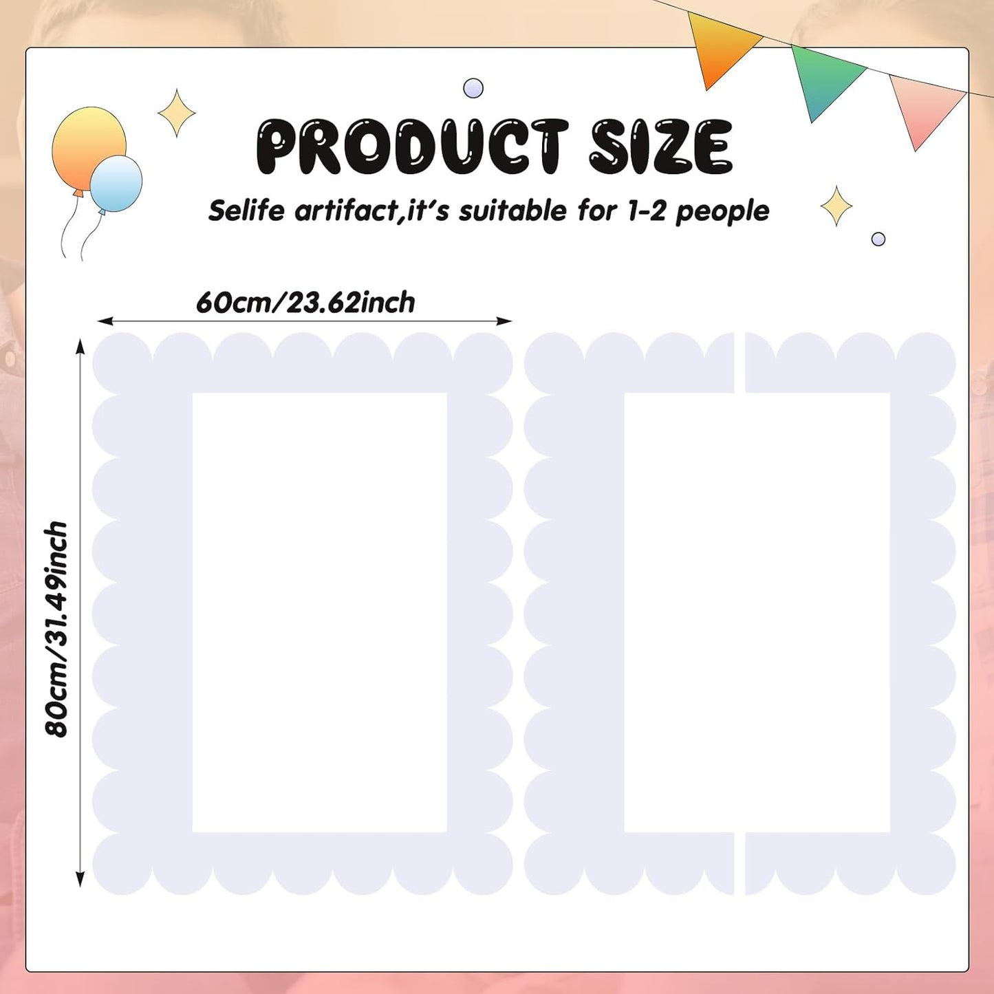 32 x 24 Inch Photo Booth Selfie Frame Prop Booth for Birthday Event Parties Large Blank DIY Cutout Props for Funny Decoration Christmas, Holiday Supplies