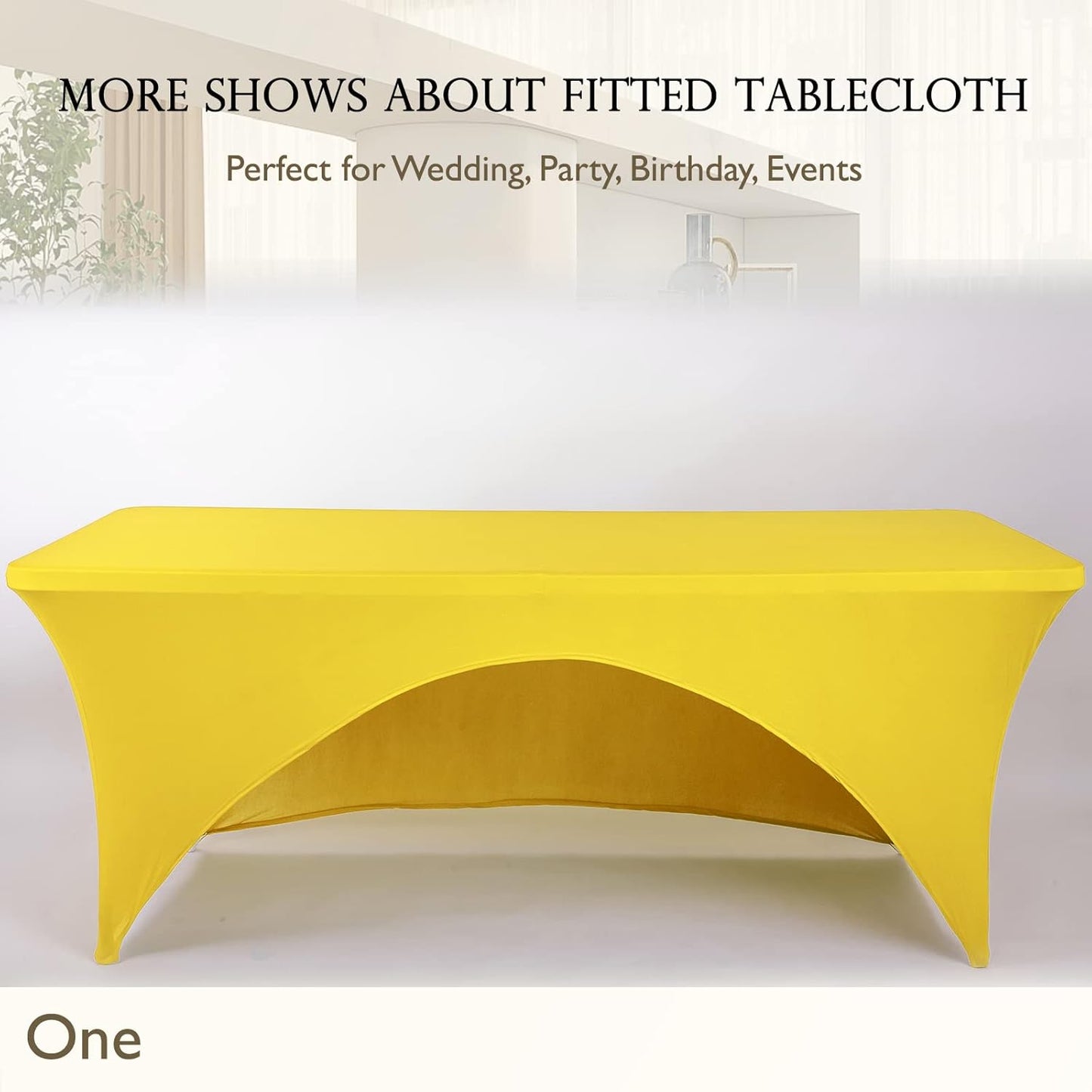 Spandex Table Cover 5 ft. Fitted Polyester Tablecloth Stretch Table Cover Table Topper Open Back - Yellow