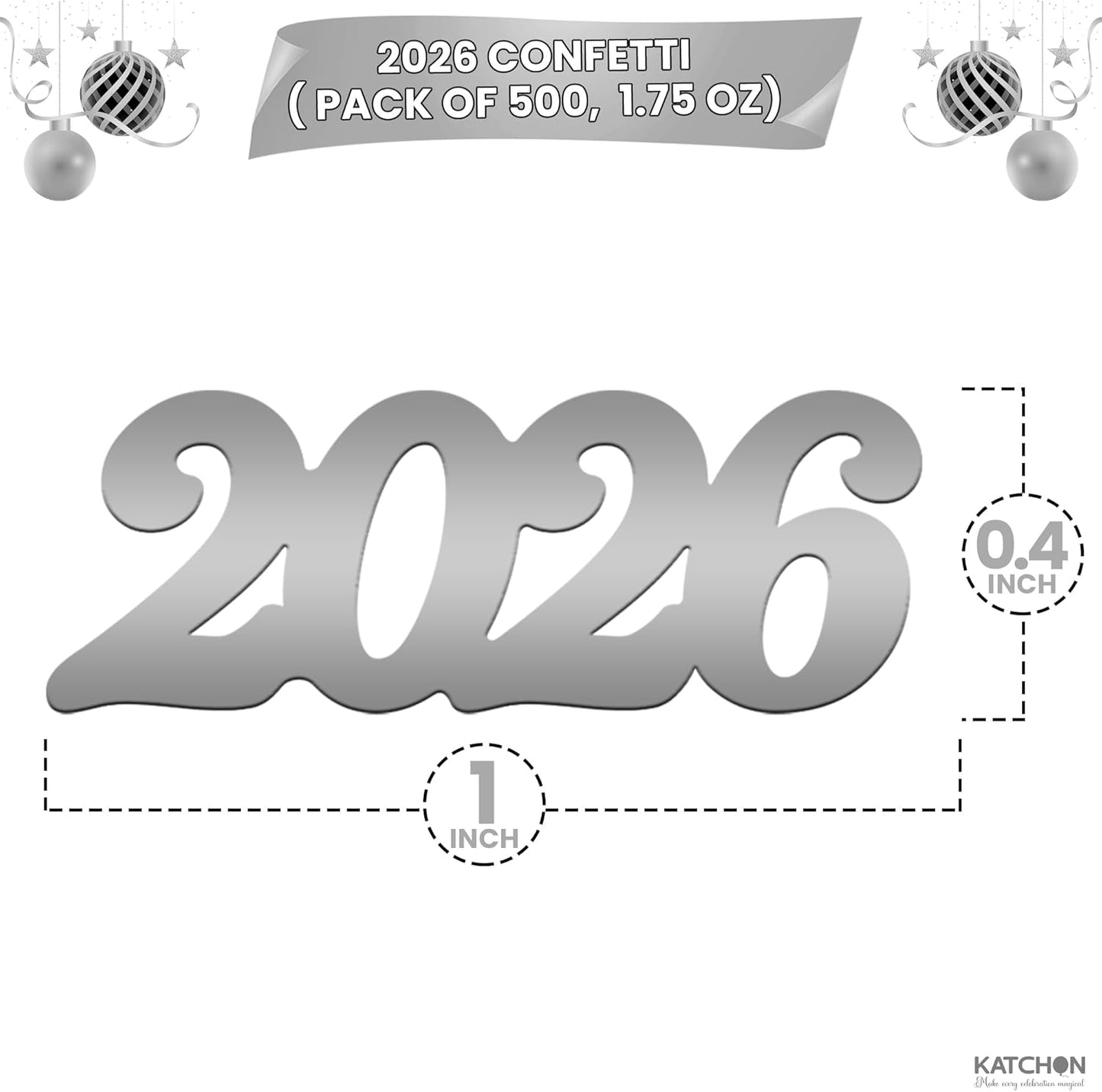 Katchon, Silver Confetti - Pack Of 500 | New Year Confetti | Silver New Year Decorations 2026 | Table Decorations 2026 | Nye Decorations | Happy New Year 2026