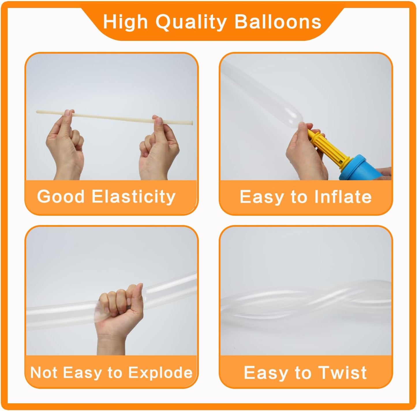 100Pcs Clear 260 Balloons Transparent Long Balloons for Balloon Garland Thickening Skinny Latex Twisting Balloon for Animals Modeling Magic Clown Birthday Wedding Party Decorations