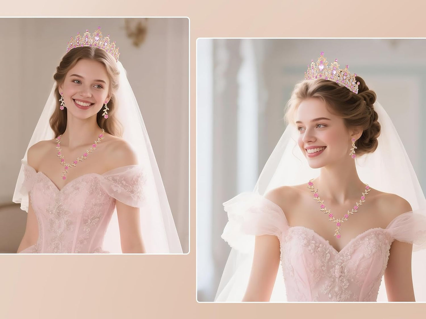 Kamirola Tiaras and Crowns for Women,Tiaras Earrings Necklace, Crystal Bridal Jewelry Set, Costume Party Halloween Prom Pageant Jewelry for Women(TR45)