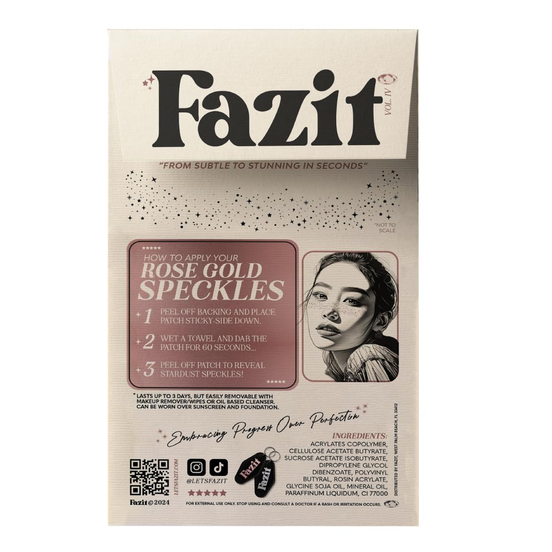 Fazit Makeup Patches - Rose Gold Speckles - Glow Up Make-Up Patches - Cute Glitter Makeup Accessories for Women - Cosmetic Glitter for Face