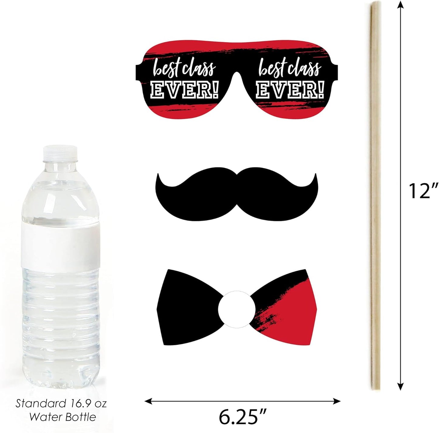 Big Dot of Happiness Class Reunion Photo Booth Props Kit - 20 Premium Cardstock Props, School Reunion Party Decorations, Memory Making Props, Red