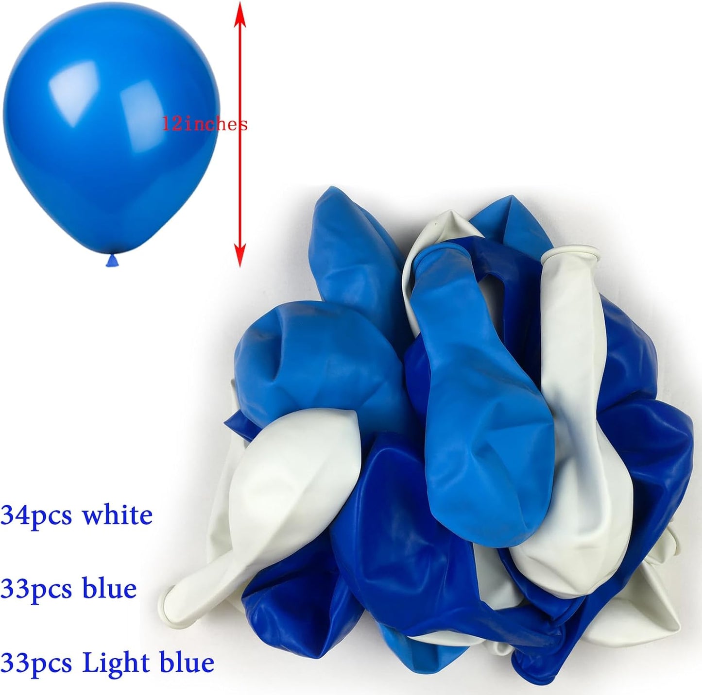 KADBANER White Blue Light Blue Balloons,100 Pack 12 Inch Latex Balloons