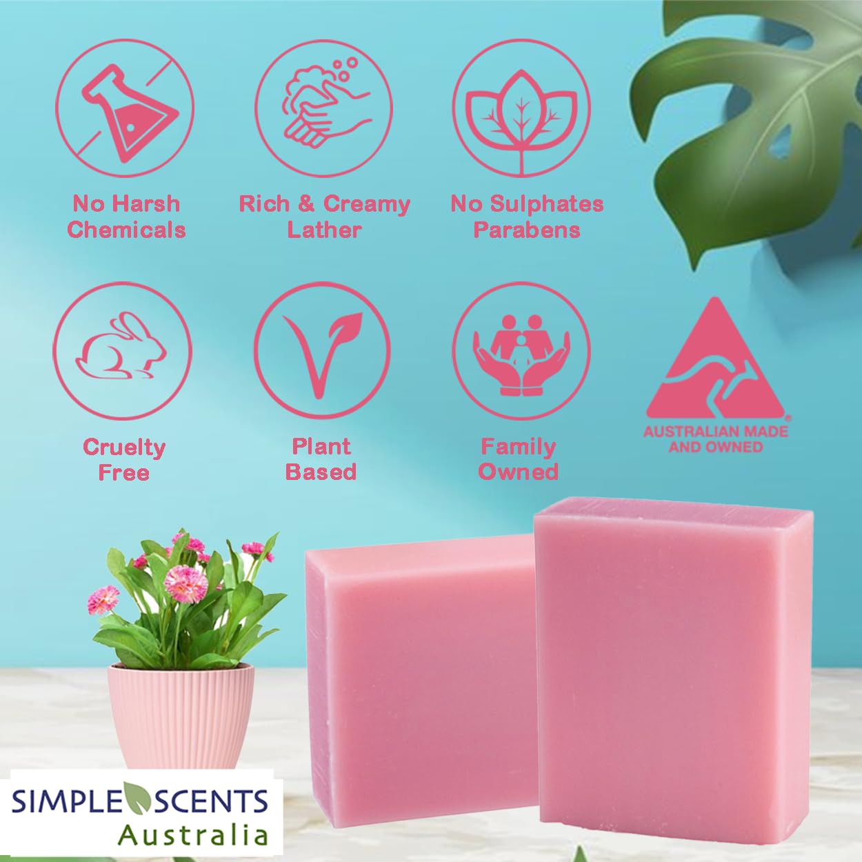 Rose Scented Natural Soap Bars (12 Bars), 3.5oz Moisturizing French Triple Milled Soap Bars Enriched with Shea Butter - Pure Plant Oil Bath & Body Bars