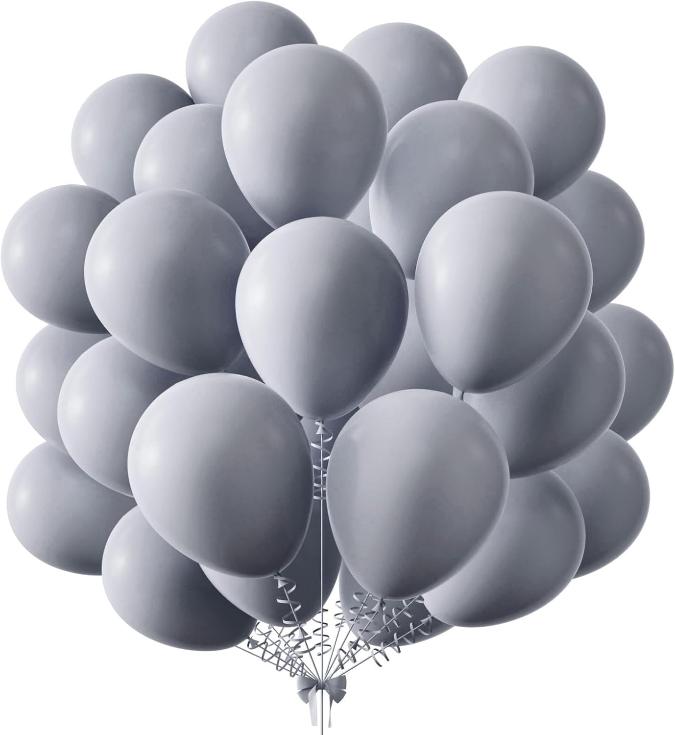 KALOR 12 Inch Gray Balloons, 50 Pcs Latex Helium Balloons for Kid's Birthday Party, Baby Shower, Wedding, Graduate Party Decorations