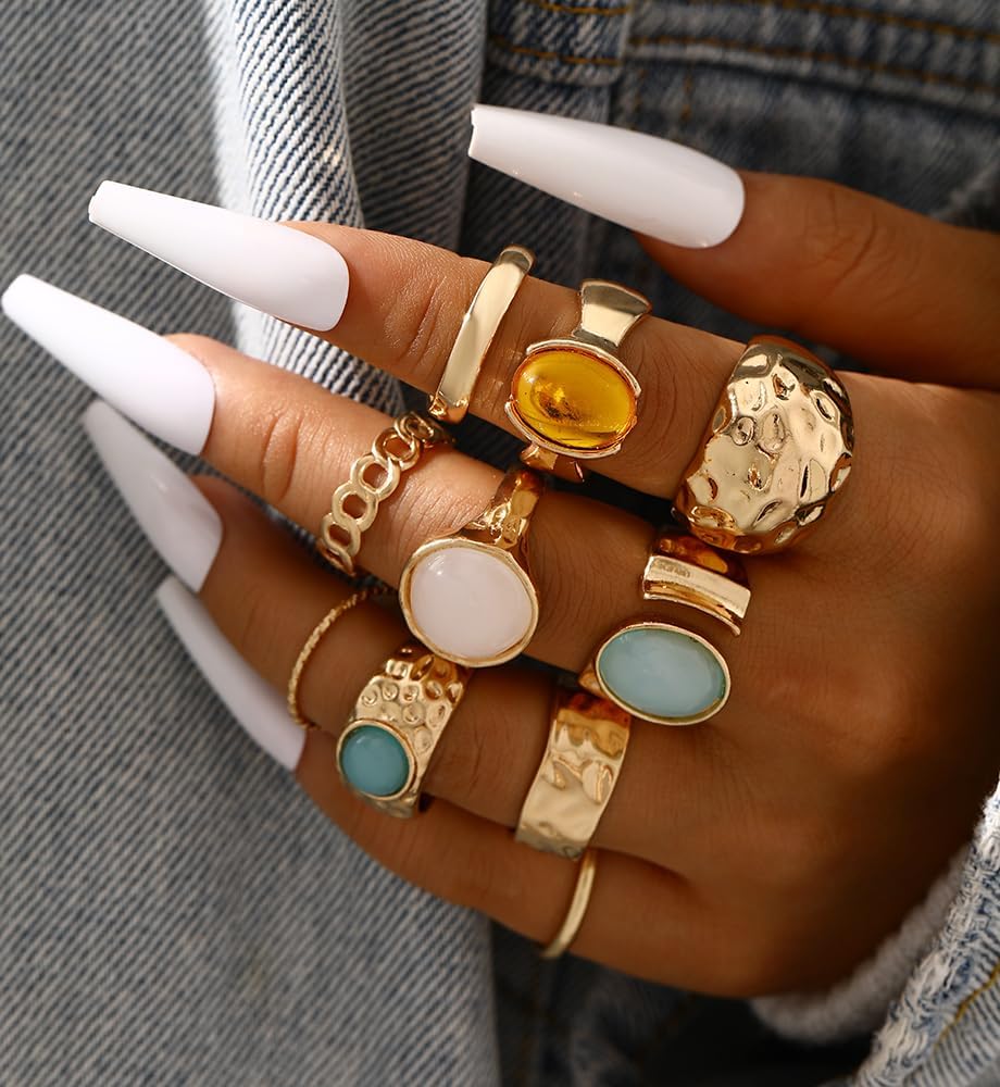 iF YOU 25 Pcs Gold Knuckle Ring Set for Women, Chunky Stackable Finger Midi Rings, Silver Simple Stacking Cute Rings Pack Trendy Stuff Jewelry Gift