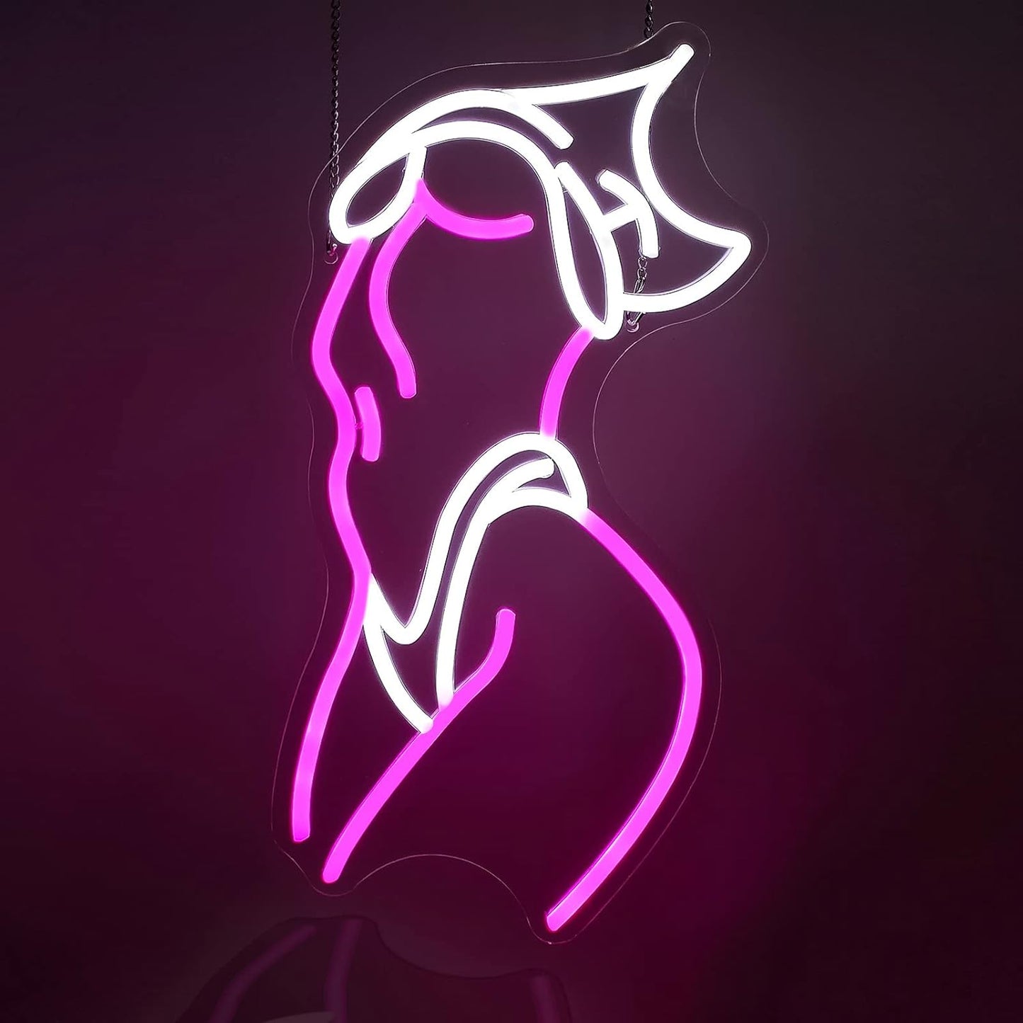 Lady Neon Signs Neon Signs for Wall Decor Pink White LED Light Sign for Preppy Room Decor Light Up Sign for Birthday Party Decoration USB Powered