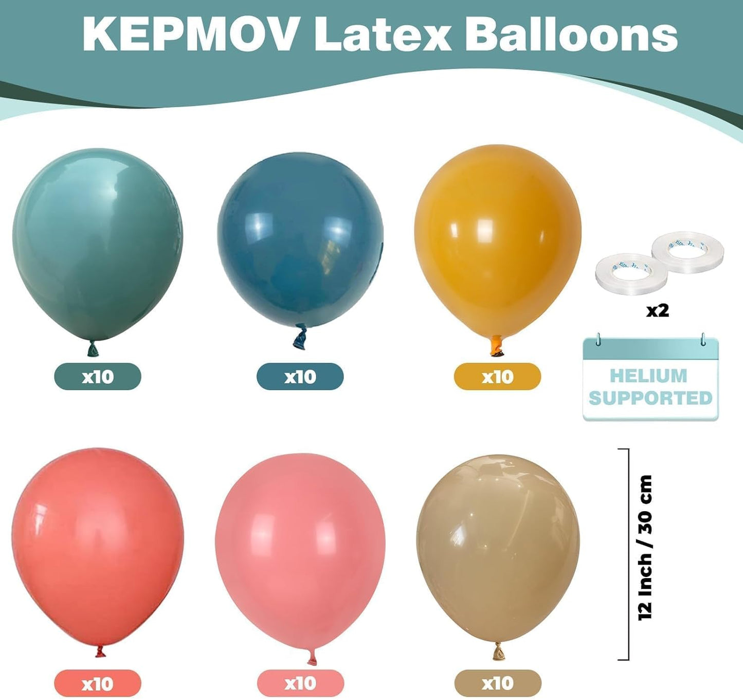 Boho Rainbow Balloons, 60Pcs Dusty Blue Blush Pink Balloons, 12 Inch Retro Mustard Yellow Slate Blue Balloon Assorted Colorful Balloon for Here Comes the Son Baby Shower Boho Safari Groovy Birthday