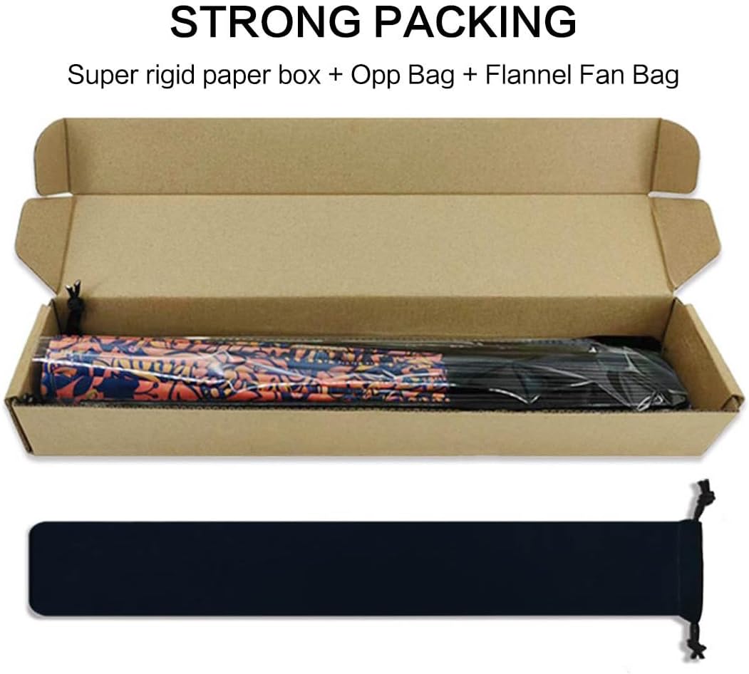 UV Glow Rave Fan, Bamboo Folding Clack Hand Fans Foldable for Men Women, Boots on the Ground Poping Fan for EDM Festival Line Dance Decoration, (Kaleidoscope Girls, Large 13")