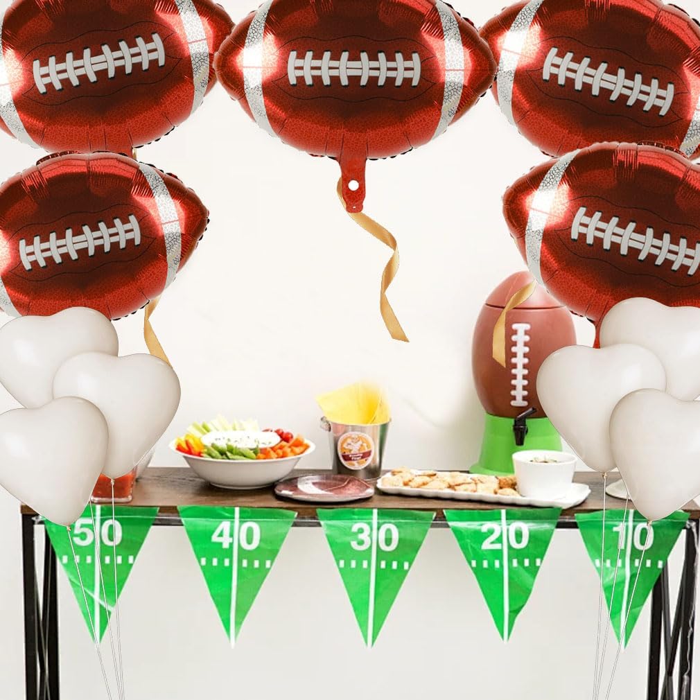 8 PCS 18 Inch Football Balloons Party Favors Football Themed Birthday Party Decorations Supplies Giant Large Foil Sports Rugby Ball Balloons Christmas Mylar Helium Aluminum Balloon Baby Shower