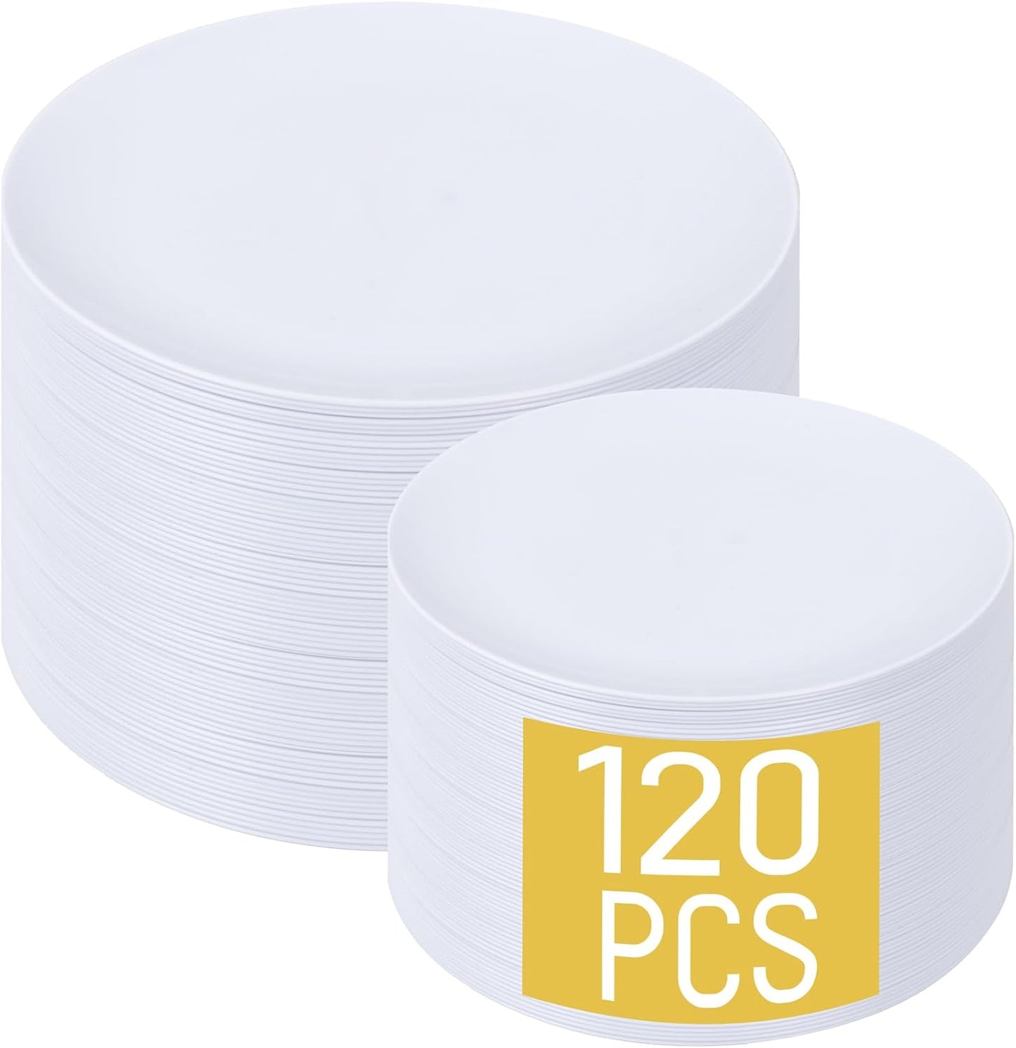 LIYH 120 Pcs White Plastic Plates Heavyduty - Thanksgiving Plates Disposable Plate Dishes for Party Wedding Includes 60 Dinner 10.25" & 60 Dessert Plate 7.5" for Thanksgiving Day