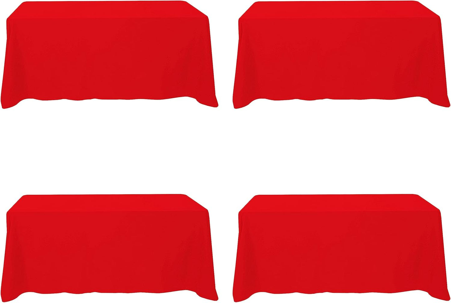 BRILLMAX 4 Pack Red Tablecloths for 6 Foot Rectangle Tables 90 x 132 Inch - 6ft Rectangular Bulk Linen Polyester Fabric Washable Cloth Cover for Wedding Reception Banquet Birthday Party