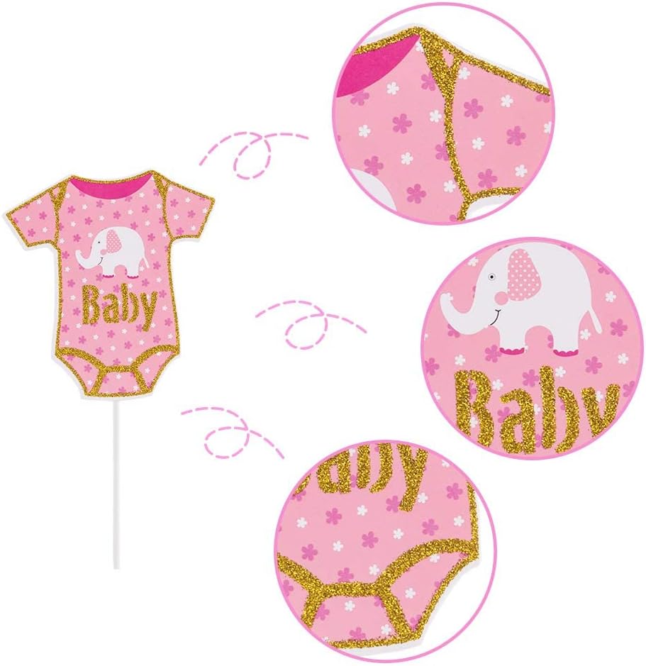 SUNBEAUTY 20 Pcs Girl Baby Shower Photo Booth Props Pink and Gold Lovely Photobooth Props with Sticks for Baby Shower Accessories Newborn Girl Gift Party Supplies