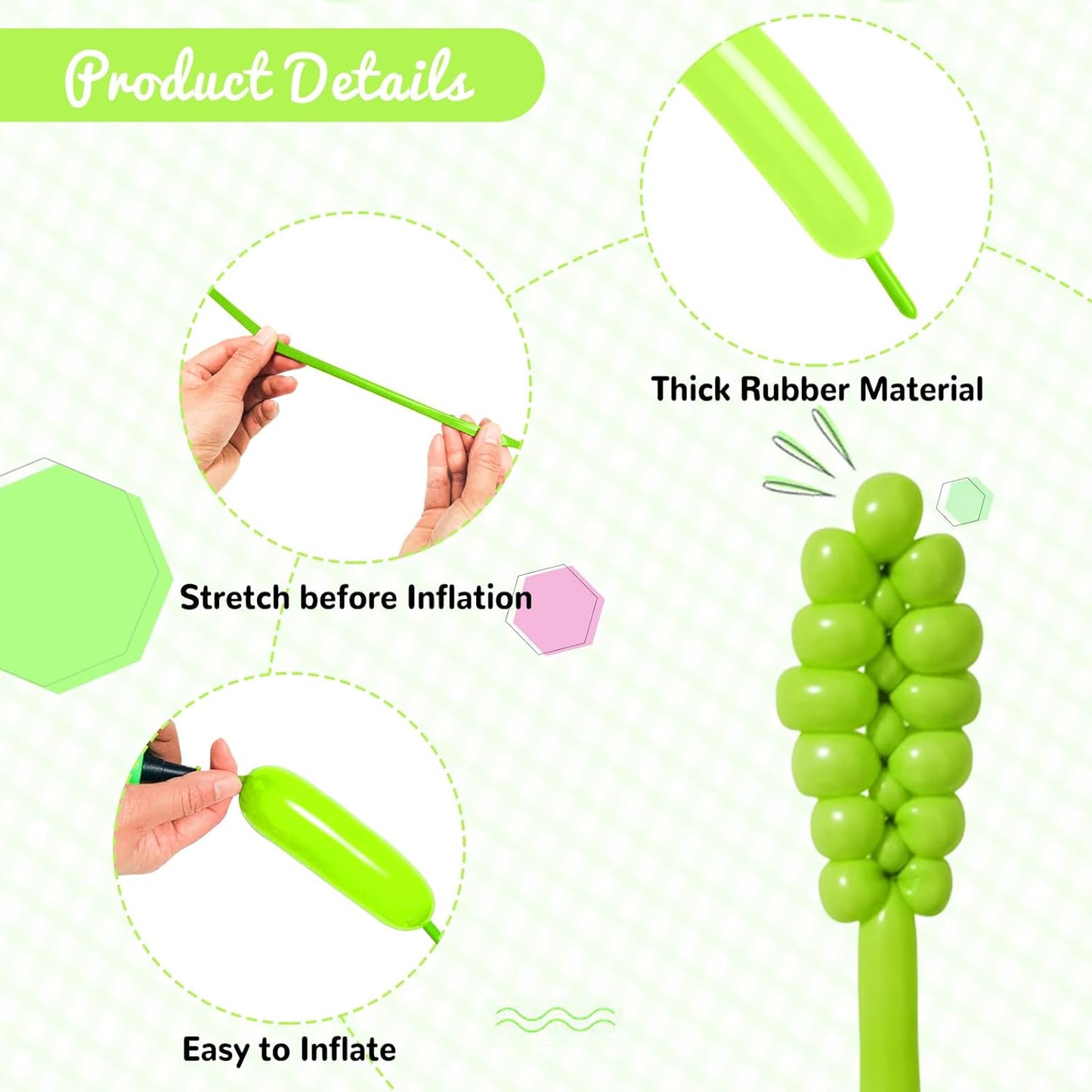 100Pcs Light Green 260 Balloons, Long Balloon for Tying Balloon Arch, Long Skinny Balloons for Twisting Ballons Animal balloons Birthday Party Wedding Festival Decorations